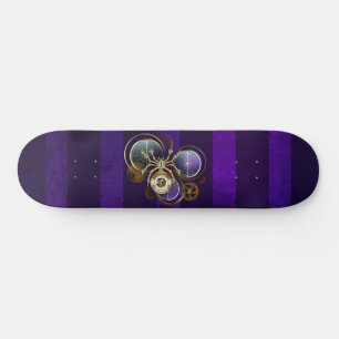Steampunk Spider on Purple Background Skateboard