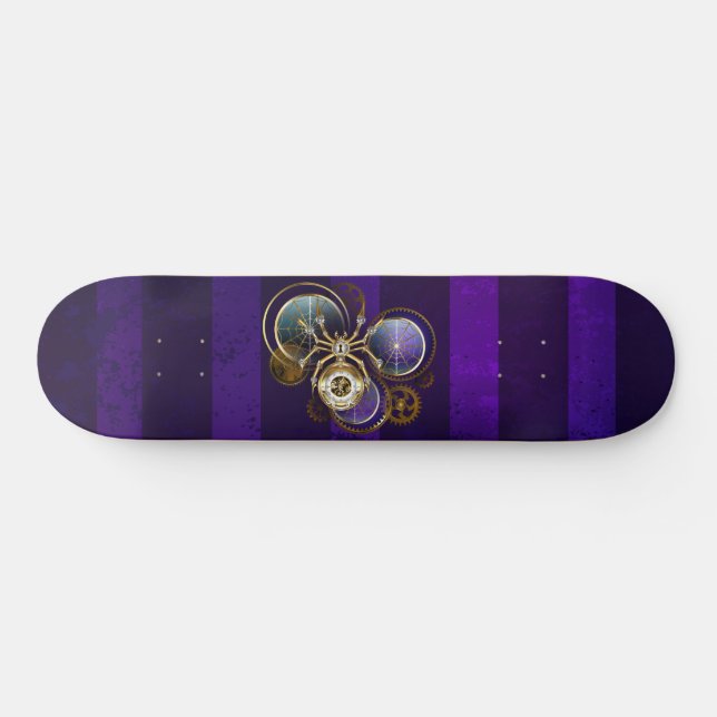 Steampunk Spider on Purple Background Skateboard (Horz)