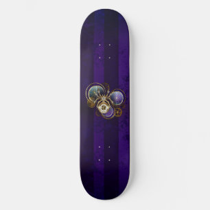 Steampunk Spider on Purple Background Skateboard