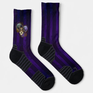 Steampunk Spider on Purple Background Socks