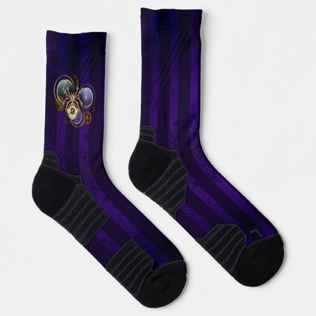Steampunk Spider on Purple Background Socks (Right)