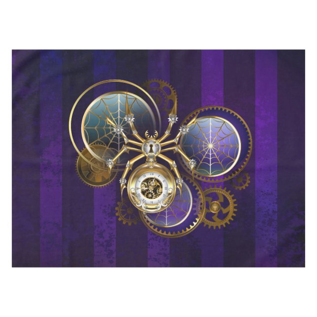 Steampunk Spider on Purple Background Tablecloth (Front (Horizontal))
