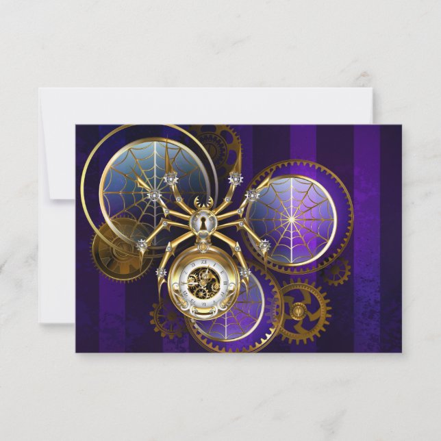 Steampunk Spider on Purple Background Thank You Card (Front)