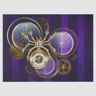 Steampunk Spider on Purple Background Tissue Paper