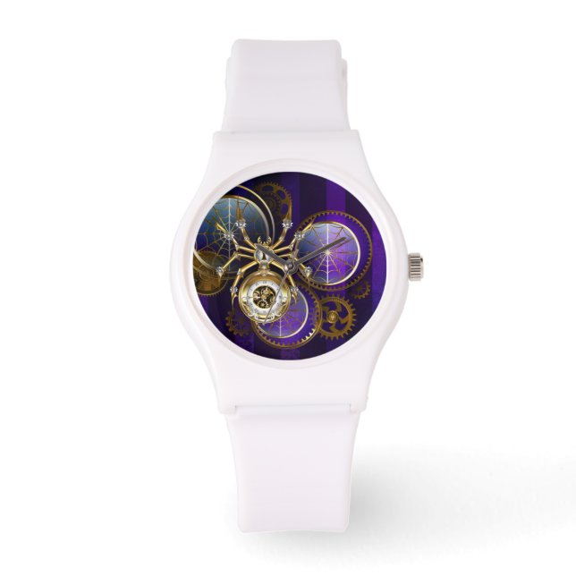 Steampunk Spider on Purple Background Watch (Front)