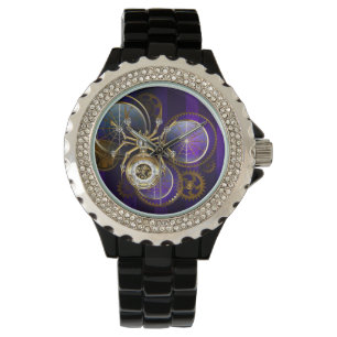 Steampunk Spider on Purple Background Watch