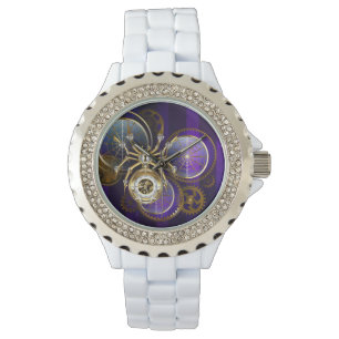 Steampunk Spider on Purple Background Watch