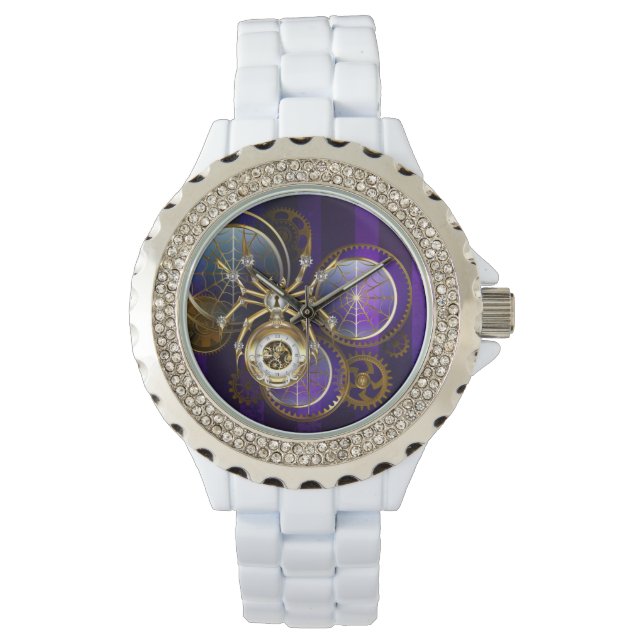 Steampunk Spider on Purple Background Watch (Front)