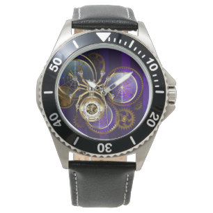 Steampunk Spider on Purple Background Watch