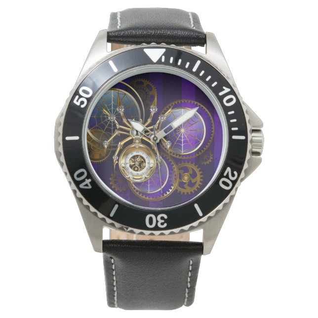 Steampunk Spider on Purple Background Watch (Front)