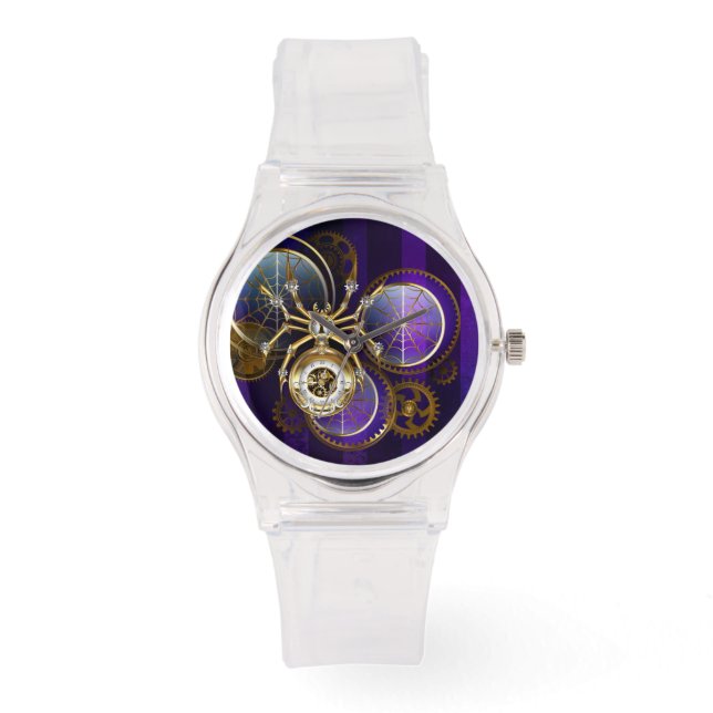 Steampunk Spider on Purple Background Watch (Front)