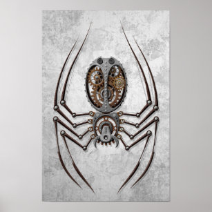 Steampunk Spider on Rough Steel Poster