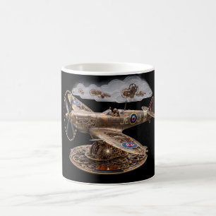 Steampunk Spitfire Mechanical Fighter Plane Coffee Mug