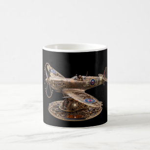 Steampunk Spitfire Mechanical Fighter Plane Coffee Mug