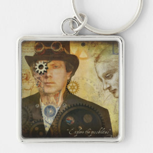 Steampunk Square Keychain