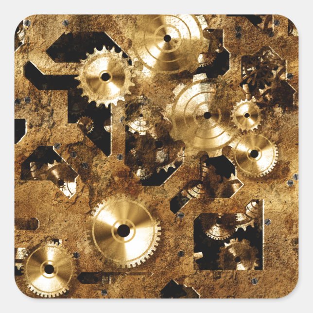 Steampunk Square Sticker (Front)