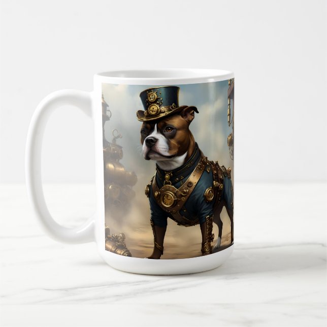 Steampunk Staffordshire Bull Terrier,  Coffee Mug (Left)