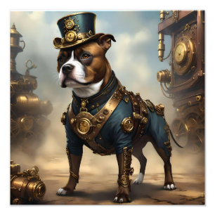 Steampunk Staffordshire Bull Terrier,  Photo Print