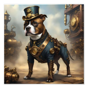 Steampunk Staffordshire Bull Terrier, Photo Print