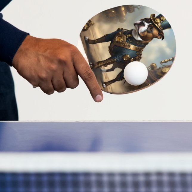 Steampunk Staffordshire Bull Terrier,  Ping Pong Paddle (Insitu)