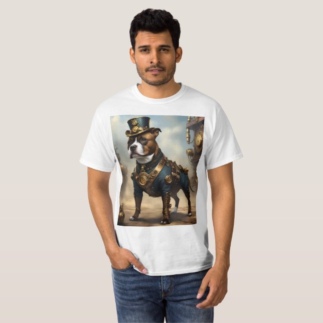 Steampunk Staffordshire Bull Terrier, T-Shirt (Front Full)