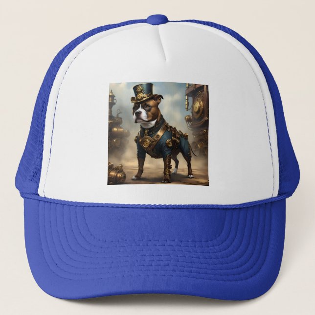 Steampunk Staffordshire Bull Terrier,  Trucker Hat (Front)