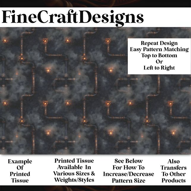 Steampunk Steam & Pipes Dark Pattern BN6 Decoupage Tissue Paper (Creator Uploaded)