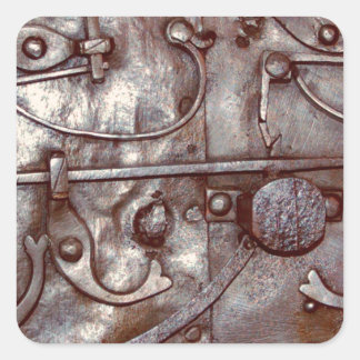 Steampunk Steel Door Pattern, Metal, Rivets, Cool Square Sticker