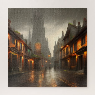 Steampunk Street of Bizarre Circumstances Jigsaw Puzzle