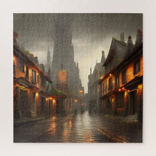 Steampunk Street of Bizarre Circumstances Jigsaw Puzzle (Vertical)