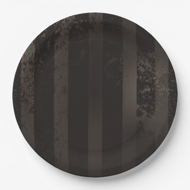 Steampunk striped brown background paper plate (Front)