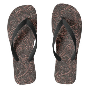 Steampunk Style Cool Science Fiction Copper Swirls Flip Flops