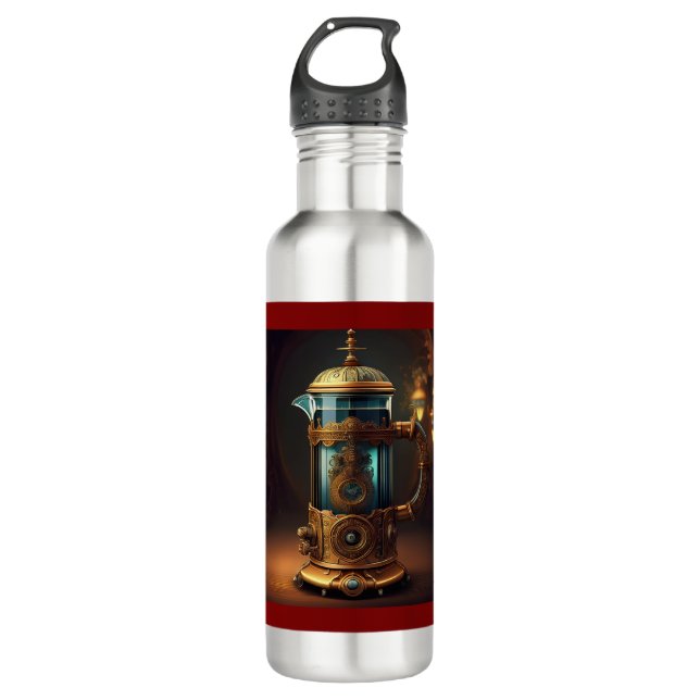 Steampunk Style French Press 710 Ml Water Bottle (Front)