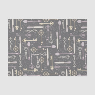 Steampunk style key pattern tissue paper