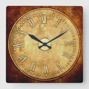 Steampunk Style Rust Edged   Square Wall Clock