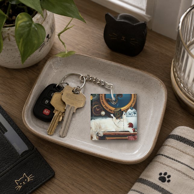 Steampunk Submarine Cat Tea Key Ring (Creator Uploaded)