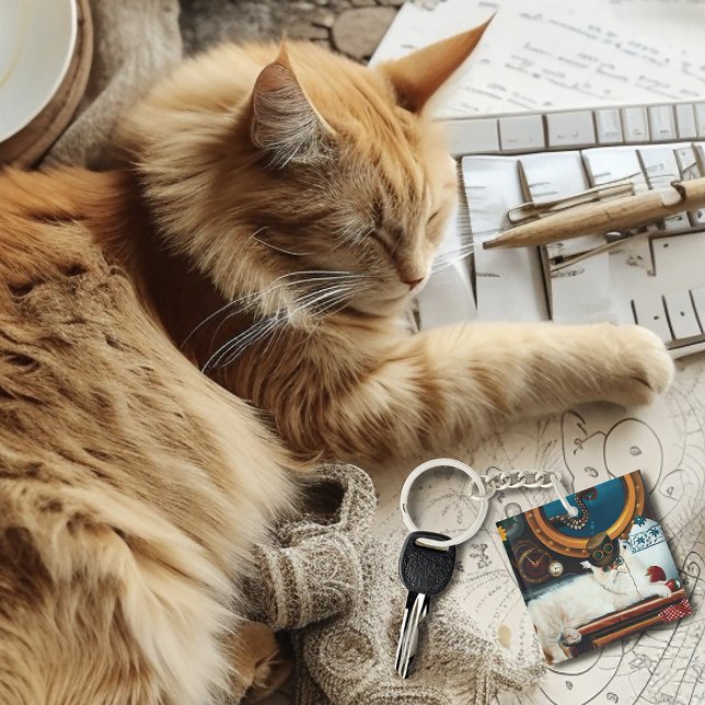 Steampunk Submarine Cat Tea Key Ring (Creator Uploaded)