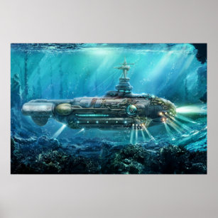 Steampunk Submarine Poster