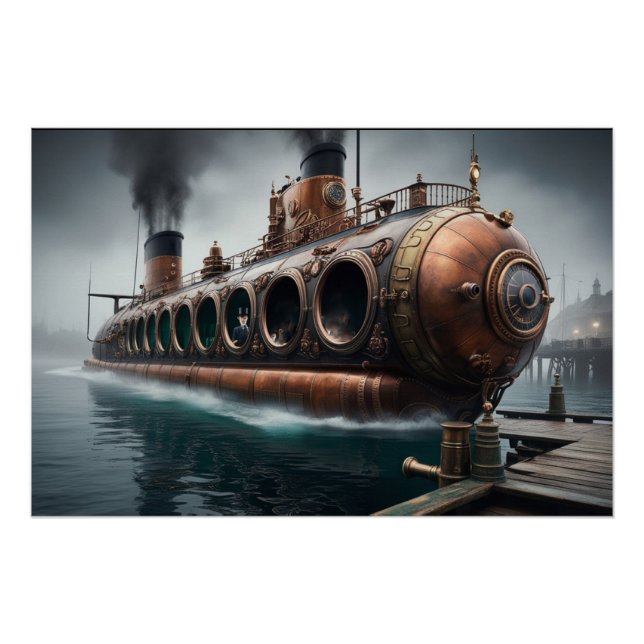Steampunk Submersible Ocean-liner Poster (Front)