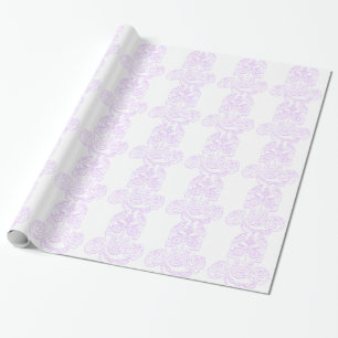 Steampunk Sugar Skull-Violet Outline Wrapping Paper