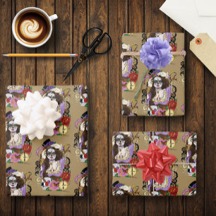 Steampunk Sugar Skull Wrapping Paper Sheet