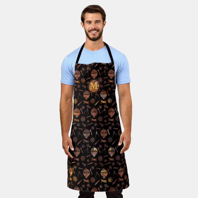 Steampunk Super Colourful Rust Ballooning Monogram Apron (Worn)