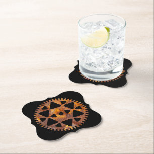 Steampunk Super Colourful Rusty Gear III Paper Coaster