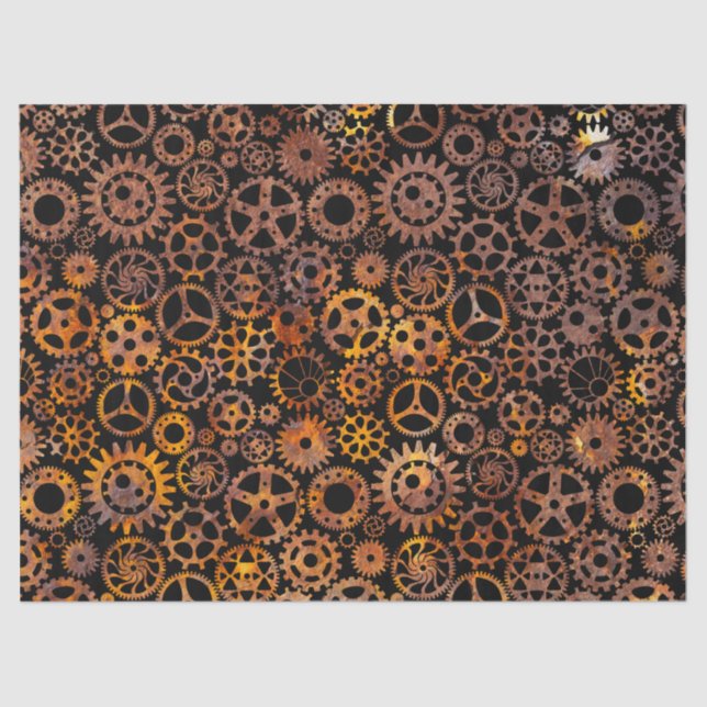 Steampunk Super Colourful Rusty Gears Tissue Paper (Front)