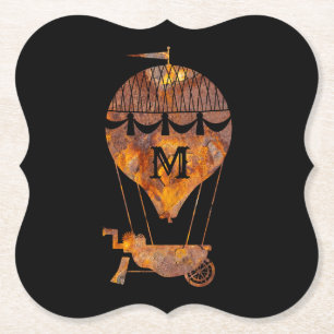 Steampunk Super Colourful Rusty Hot Air Balloon Paper Coaster