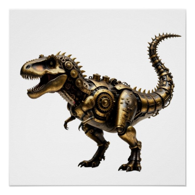 Steampunk T-Rex Mech – Brass Dino Beast Poster (Front)