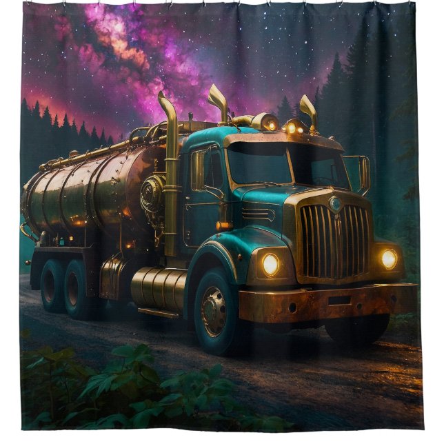 Steampunk Tanker Truck Shower Curtain (Front)