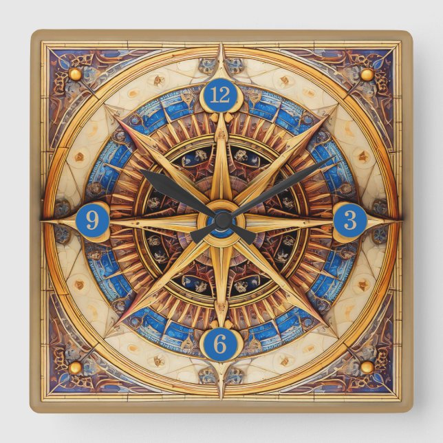 Steampunk Tarot Star Pattern#1 ID1081 Square Wall Clock (Front)