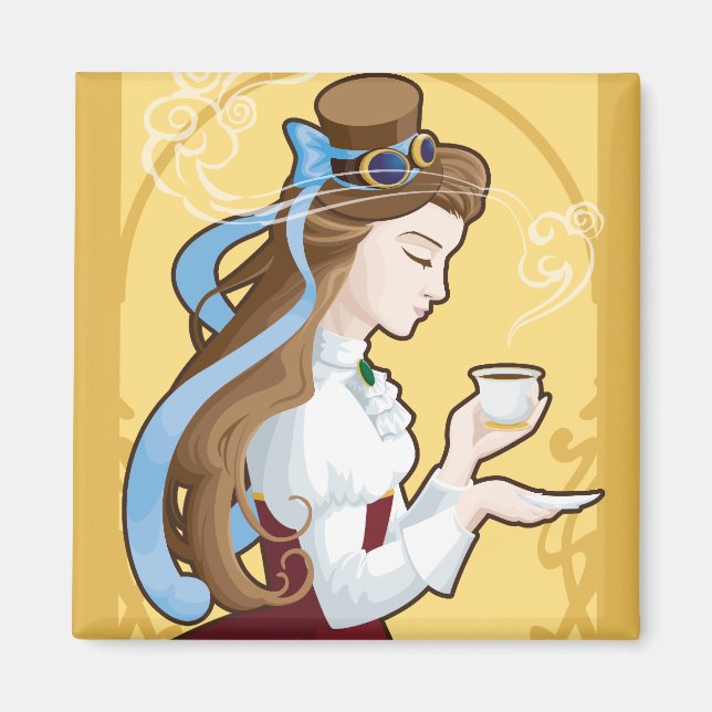 Steampunk Tea Time Magnet (Front)