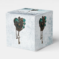 Steampunk Teal Heart Wedding Favour Box